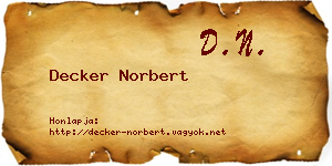 Decker Norbert névjegykártya